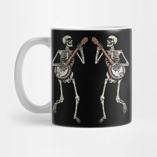 Retro Dancing Skeleton Pair Banjo Vintage Graphic Mug